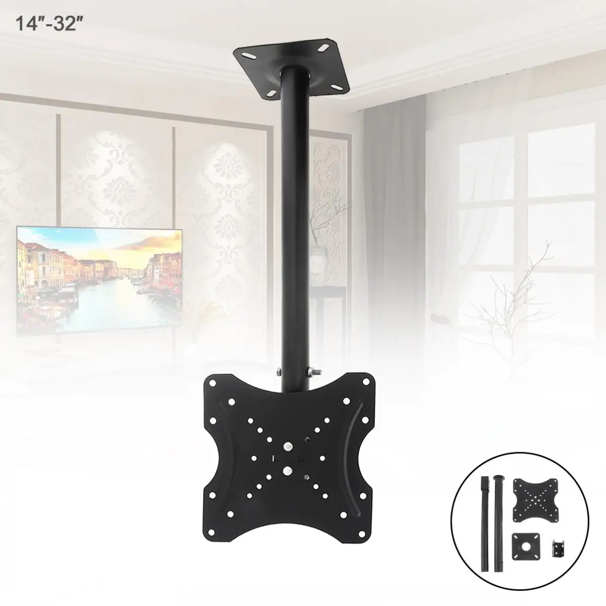 Universal 25KG Adjustable TV Flat Panel Wall Hanger Support 360 Degrees Rotation with Cable Clip for 14 - 32 Inch LCD LED Monito
Universal 25KG Adjustable TV Flat Panel Wall Hanger Support 360 Degrees Rotation with Cable Clip for 14 - 32 Inch LCD LED Monito