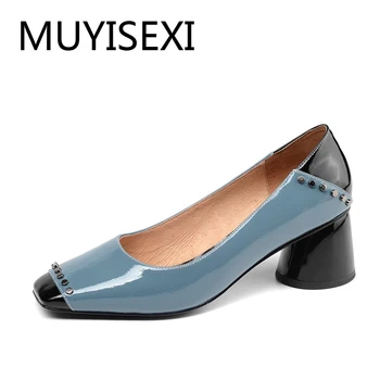 Office Ladies Shoes Dual Purpose Full Genuine Leather Rivets Square Toe Thick Heel 6 cm Women Shoes Pumps DSM03 MUYISEXI
Office Ladies Shoes Dual Purpose Full Genuine Leather Rivets Square Toe Thick Heel 6 cm Women Shoes Pumps DSM03 MUYISEXI