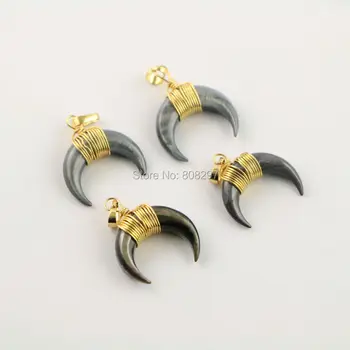 Popular New 10Pcs Crescent Moon shape Shell Pendants, Gold Color Metal Wire Double Horn Jewelry Gems Charms
Popular New 10Pcs Crescent Moon shape Shell Pendants, Gold Color Metal Wire Double Horn Jewelry Gems Charms