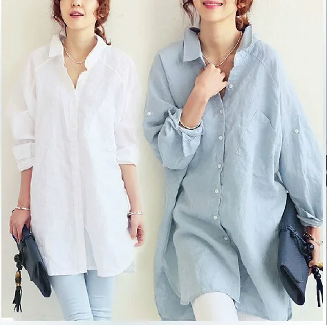 Spring and Summer Autumn New Blouse Loose Size Long Cotton and linnen Dress white Shirt streetwear shirts Cotton womens tops
Spring and Summer Autumn New Blouse Loose Size Long Cotton and linnen Dress white Shirt streetwear shirts Cotton womens tops