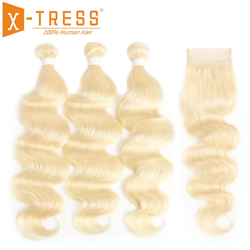 Ombre Blonde 613 Color Human Hair Weave Bundles With Lace Closure 4x4 X-TRESS Body Wave Non Remy Human Hair Weaving Extensions
Ombre Blonde 613 Color Human Hair Weave Bundles With Lace Closure 4x4 X-TRESS Body Wave Non Remy Human Hair Weaving Extensions