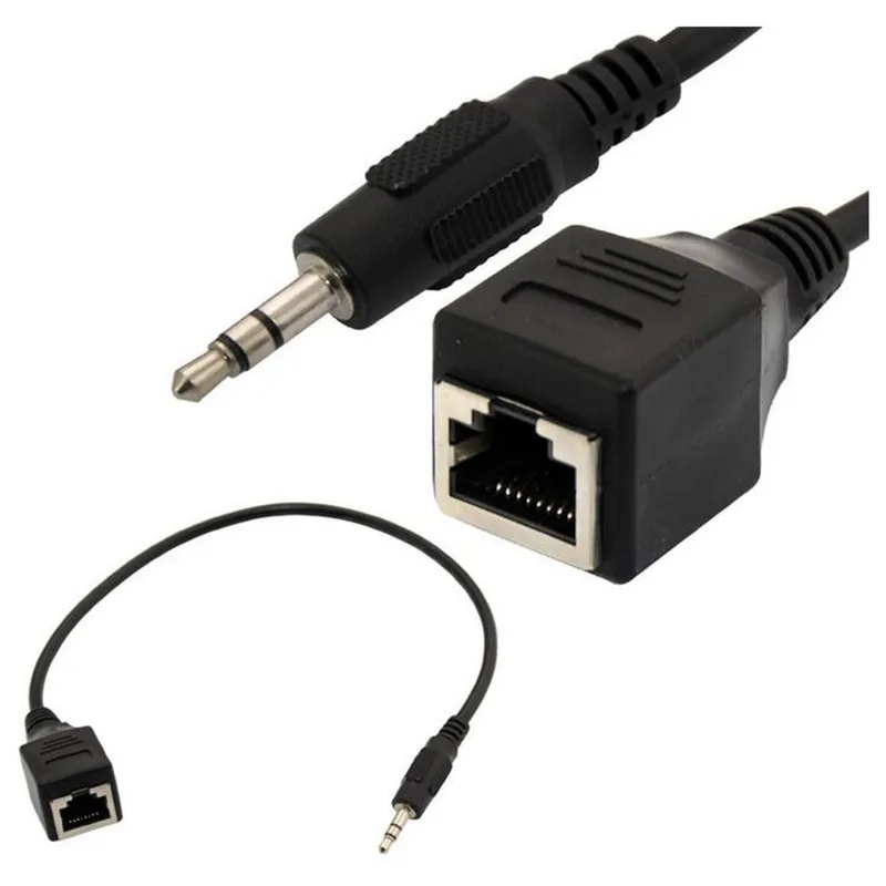 LBSC 3 5 мм 1/8 "штекер аудио кабель к RJ45 разъем Ethernet адаптер короткий | Электроника