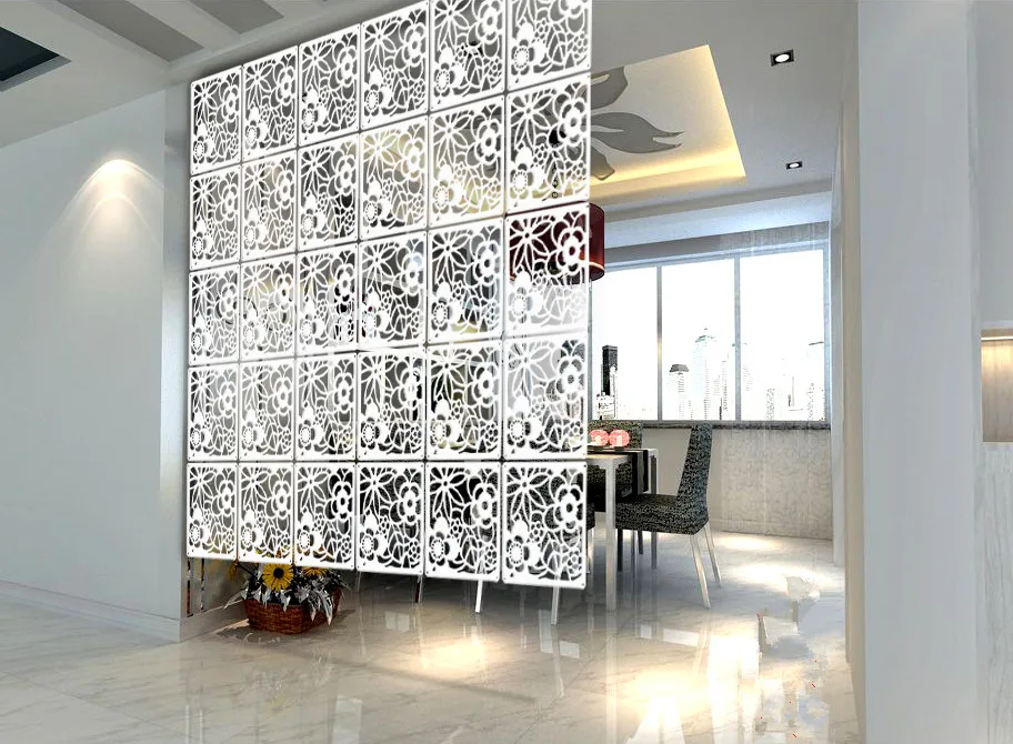 Modern Simple A living room Hanging folding screen Hollow White Dining room partition The (7)