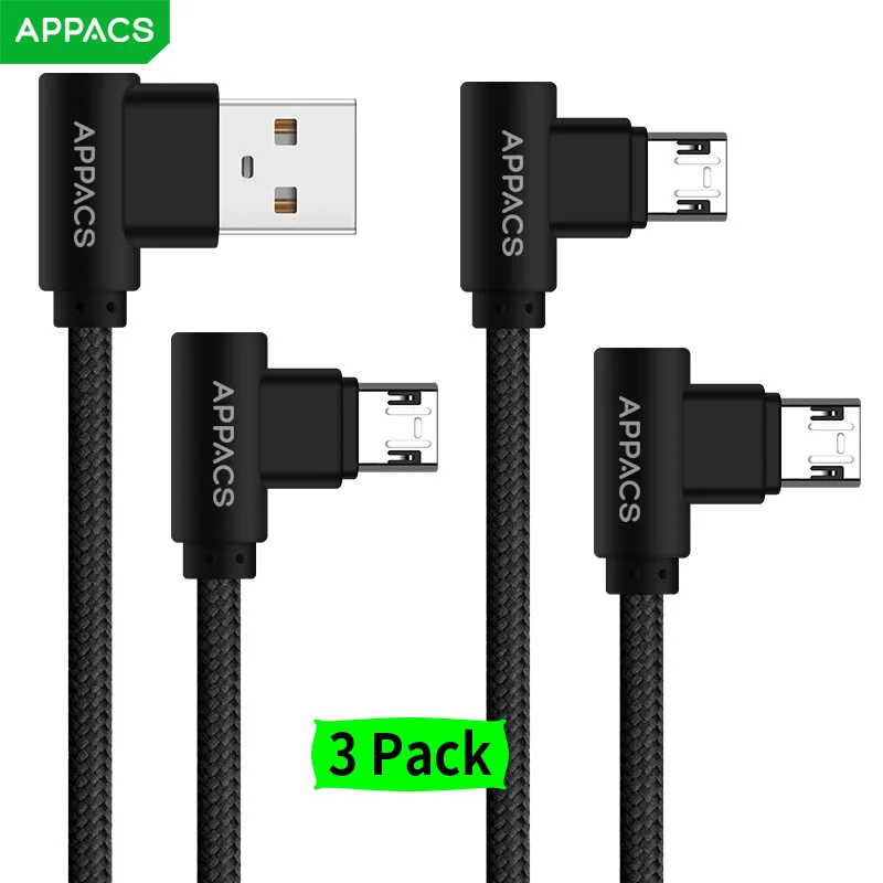 

APPACS Micro USB Data Cable 5V 2.4A TPE 90 Degree USB Cable for Samsung/Xiaomi/Huawei Android 1m 2m Fast Charge Microusb Cables