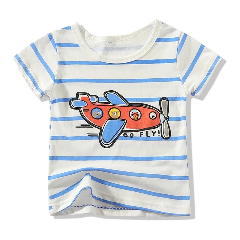 Summer Cotton Cartoon Car Print T-shirt Tops Blouse Short Sleeve Casual Tee Shirts Baby Boy Kids Boys Girl | Мать и ребенок