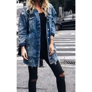 Women Cloth Women's Long Jacket Patch Denim Ripped New Outwear Hole Poket Button 2019 New Jeans Bule Coat Casual
Women Cloth Women's Long Jacket Patch Denim Ripped New Outwear Hole Poket Button 2019 New Jeans Bule Coat Casual