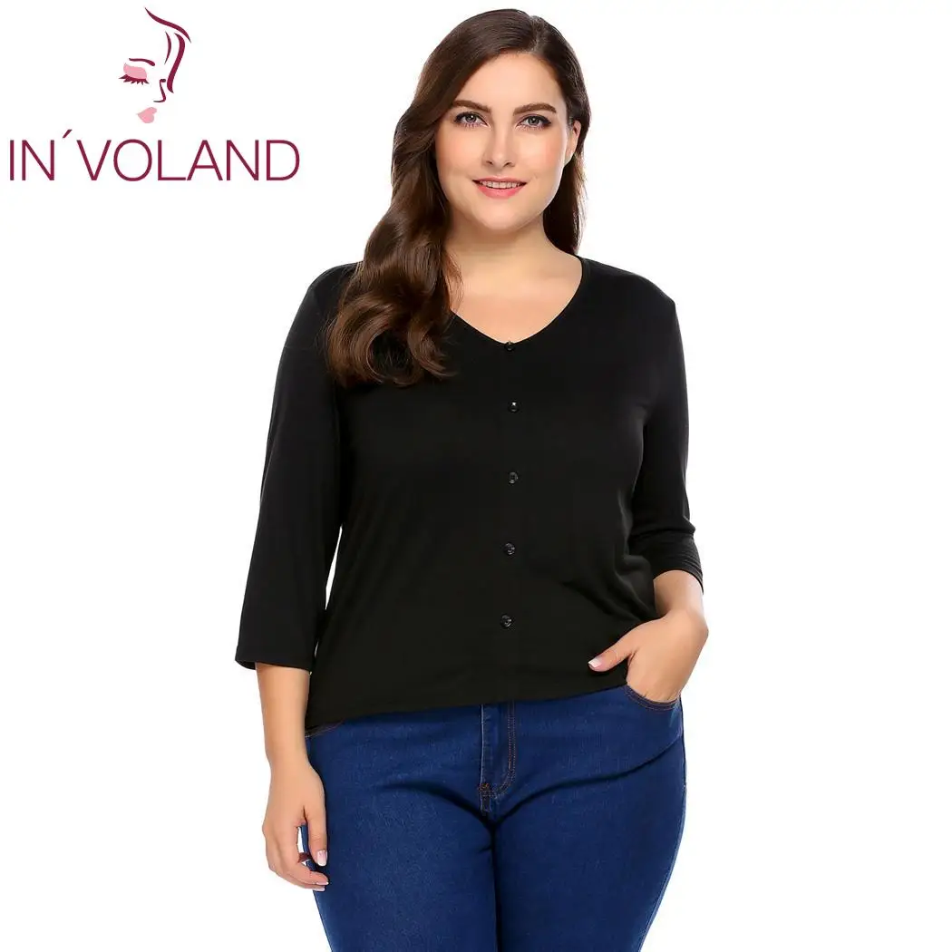 IN'VOLAND Women T-Shirt Tops Plus Size XL-5XL Spring Autumn Casual V-Neck 3/4 Sleeve Solid Tees Tshirt Pullovers Big Size
IN'VOLAND Women T-Shirt Tops Plus Size XL-5XL Spring Autumn Casual V-Neck 3/4 Sleeve Solid Tees Tshirt Pullovers Big Size