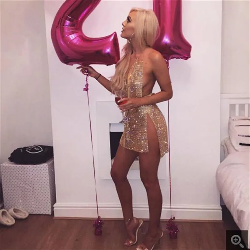 Sliver Gold Black Backless V Neck Handwork Shining Rhinestone Dress Women Strap Sleeveless Side Split Mini Dress Nightclub Wear
Sliver Gold Black Backless V Neck Handwork Shining Rhinestone Dress Women Strap Sleeveless Side Split Mini Dress Nightclub Wear