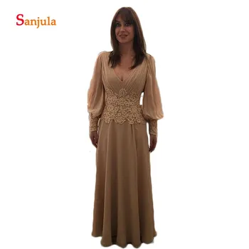 Chiffon A-Line Groom Mother Dress for Wedding Party V Neck Long Sleeve Champagen Mother of the Bride Dresses Long madrinha D1040
Chiffon A-Line Groom Mother Dress for Wedding Party V Neck Long Sleeve Champagen Mother of the Bride Dresses Long madrinha D1040