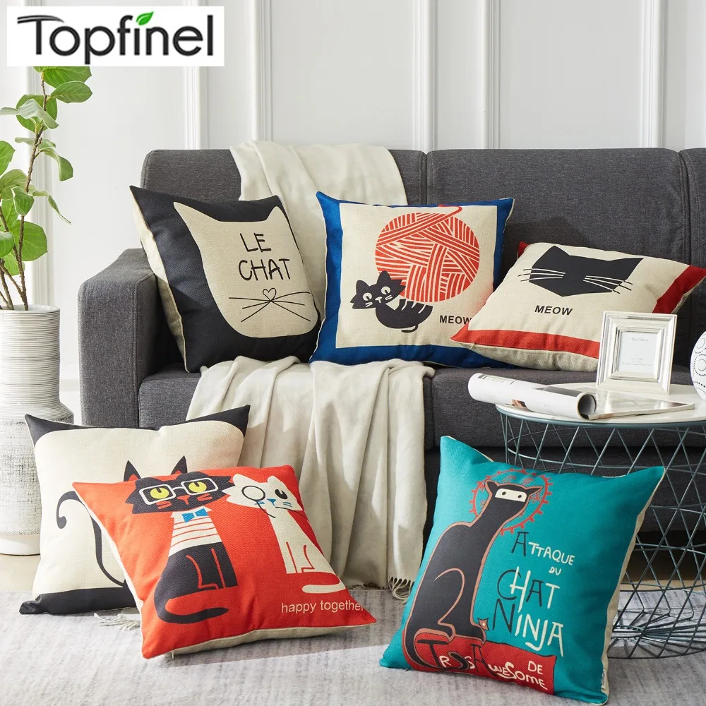 Topfinel cat pattern Decorative throw Pillows case Linen Cotton Cushion Cover Creative decoration for Sofa Car covers 45X45cm
Topfinel cat pattern Decorative throw Pillows case Linen Cotton Cushion Cover Creative decoration for Sofa Car covers 45X45cm