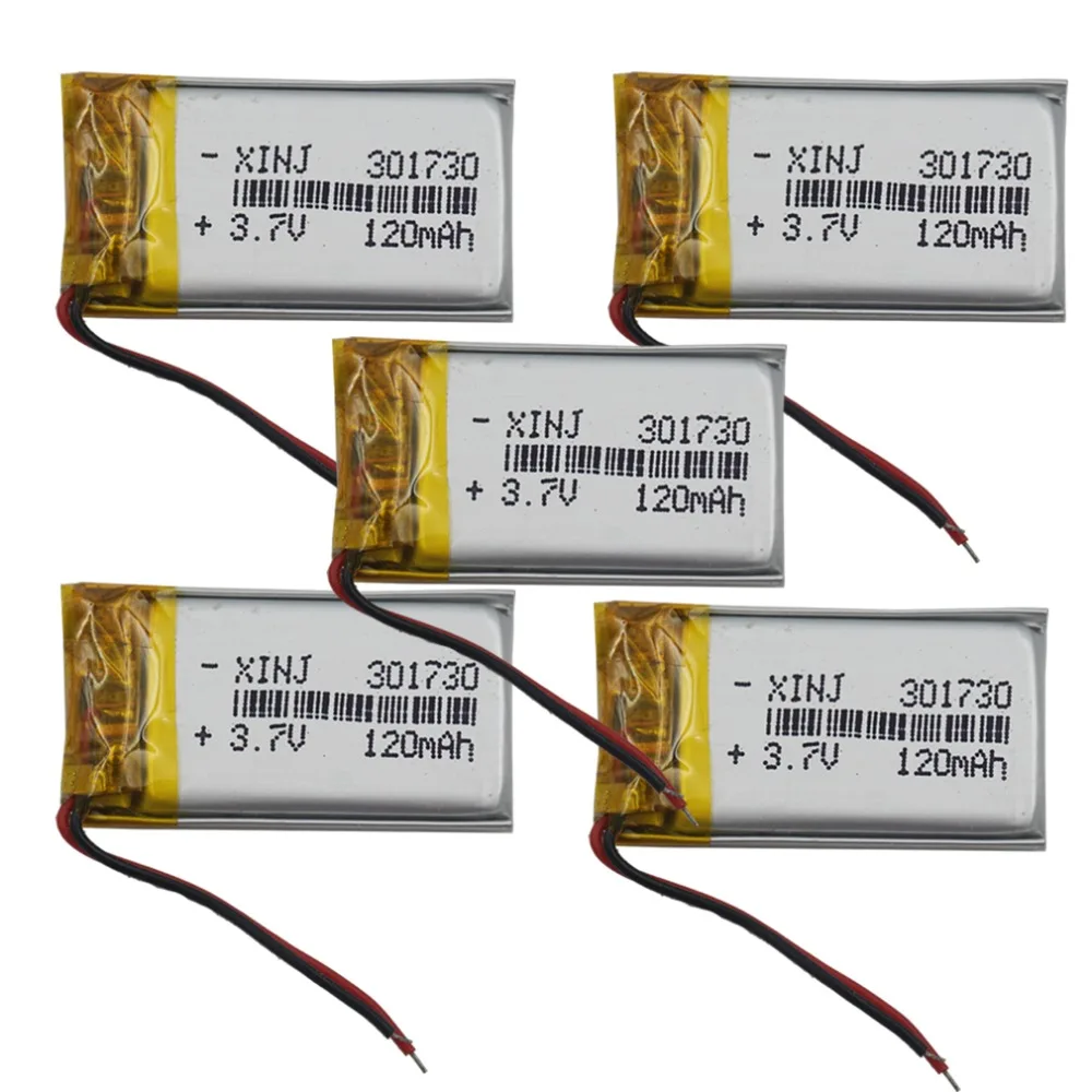 5pcs 3.7V 120 mAh Polymer Li Lithium Battery Lipo 301730 For Recording Pen Headphones Bluetooth Earphone Speaker Mp3 LED Lights
5pcs 3.7V 120 mAh Polymer Li Lithium Battery Lipo 301730 For Recording Pen Headphones Bluetooth Earphone Speaker Mp3 LED Lights