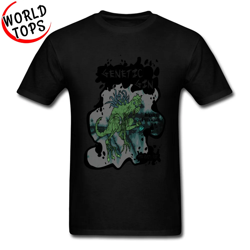 Genetic Gin Hip Hop Design Tops Shirts Round Collar NEW YEAR DAY All Cotton Short Sleeve T-shirts for Men Street Tees Genetic Gin black