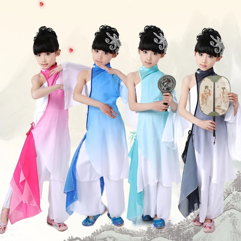 Girls Chinese perform drum Costumes Gradient Color Children Fan Yangko Classical Dance costumes Stage Performance Clothing
Girls Chinese perform drum Costumes Gradient Color Children Fan Yangko Classical Dance costumes Stage Performance Clothing