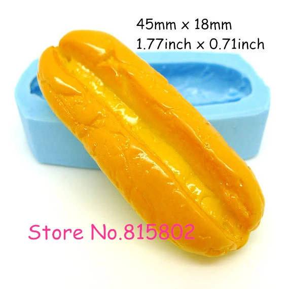 Image Free Shipping GYL245U Hot Dog Bread Cabochon Silicone Mold 45mm   Cookies Bakery Candle Air Dry Polymer Clay Mold, Cake Moulds