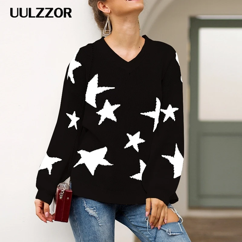 UULZZOR Star Ribbed Sweater Womens Fall Winter Loose Pullover Lazy Wind Knitted Long Sleeve V Neck Jumpers Female Sweaters Tops
UULZZOR Star Ribbed Sweater Womens Fall Winter Loose Pullover Lazy Wind Knitted Long Sleeve V Neck Jumpers Female Sweaters Tops