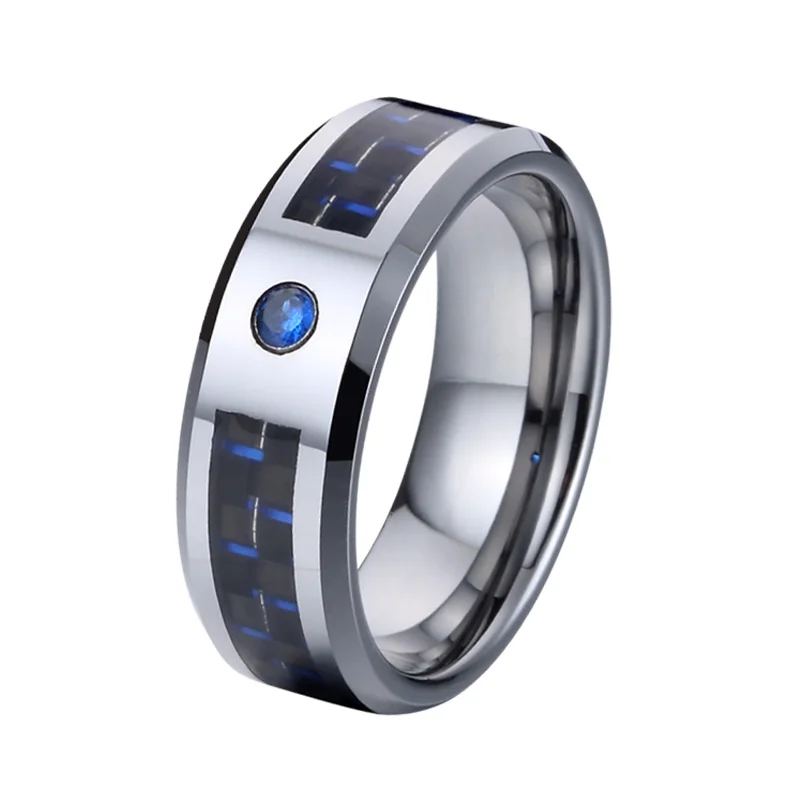 6mm Wedding Band tungsten carbide ring men blue caron fiber cz stone Fashion Jewelry couple finger Rings for women
6mm Wedding Band tungsten carbide ring men blue caron fiber cz stone Fashion Jewelry couple finger Rings for women