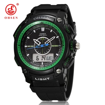 OHSEN Digital Watch Men Man Sport Watch Alarm Date Stopwatch LED Back Light Green Rubber Band Analog Military Wristwatch Relogio
OHSEN Digital Watch Men Man Sport Watch Alarm Date Stopwatch LED Back Light Green Rubber Band Analog Military Wristwatch Relogio