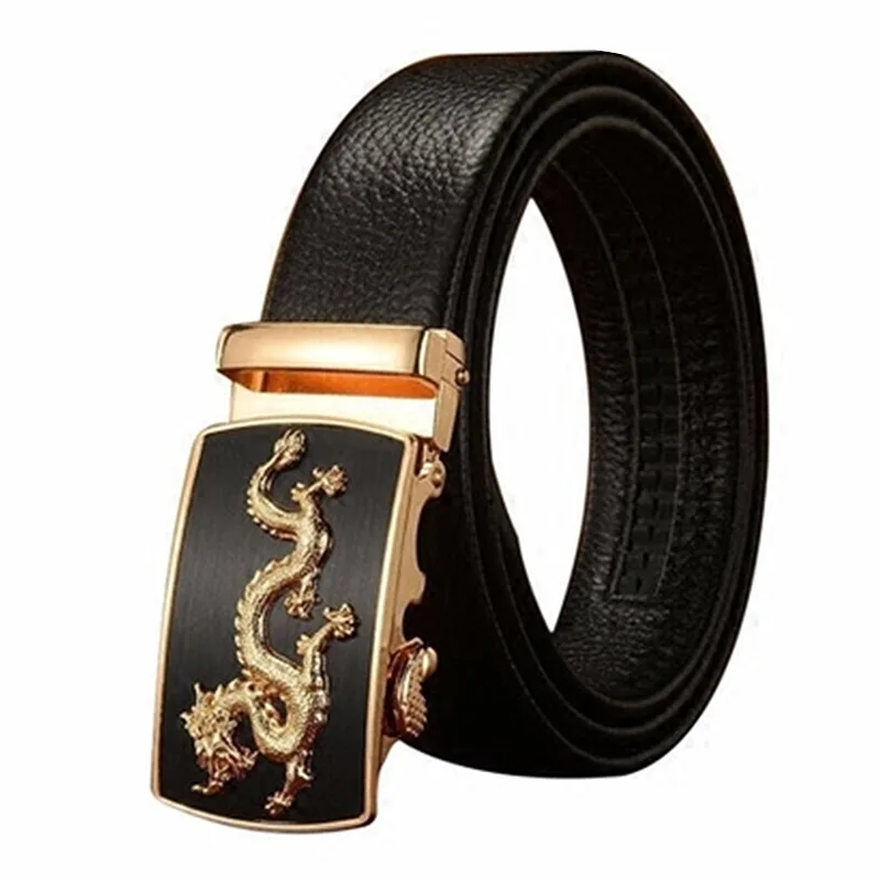 VOHIO Big and tall man 50 56 60 66 68inch men's belt dragon horse automatic buckle lengthening large size 150 160 170 180cm |