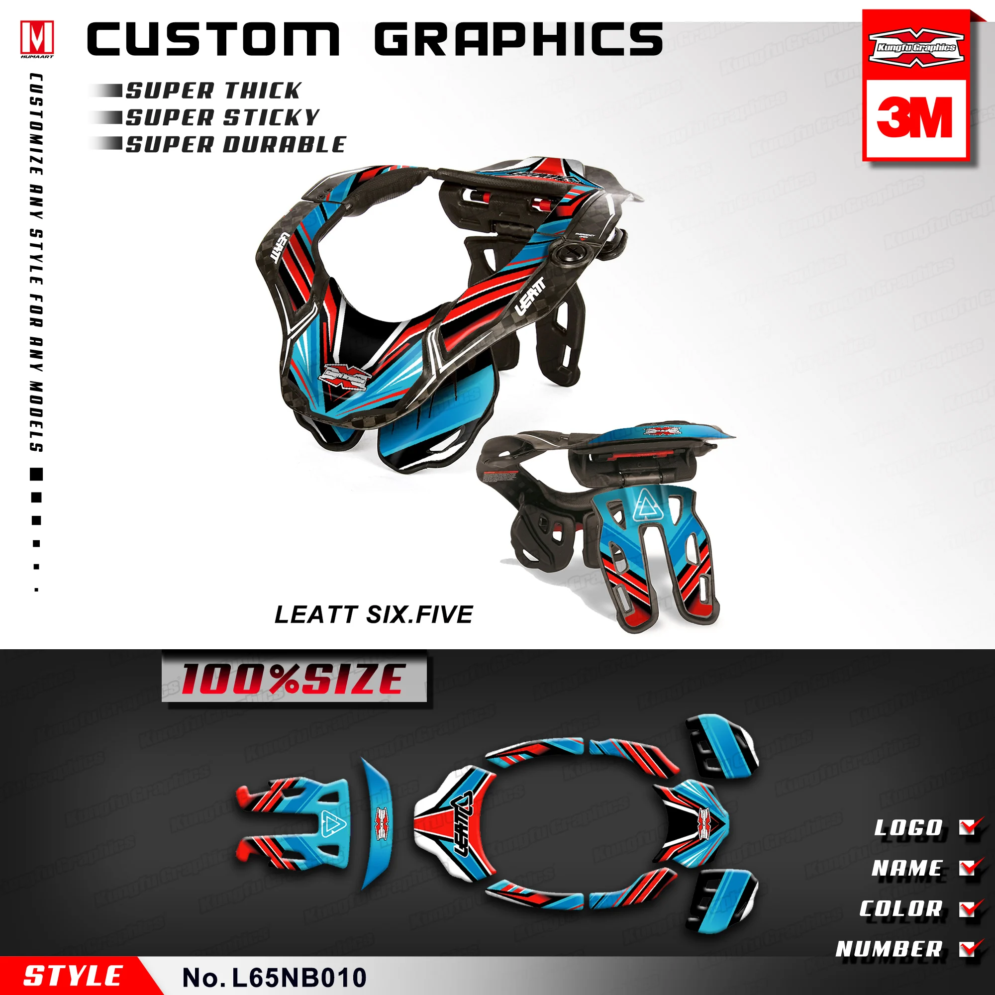 

KUNGFU GRAPHICS Custom Decals Motocross Stickers Adhesive Decoration for Leatt DBX GPX 6.5 Neck Brace S/M L/XL