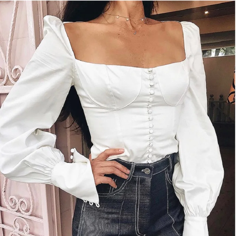Autumn Slim elegant shirt women 2018 Palace Puff Sleeve Off Shoulder Strap Front Breasted blouse Womens female blouse shirt top
Autumn Slim elegant shirt women 2018 Palace Puff Sleeve Off Shoulder Strap Front Breasted blouse Womens female blouse shirt top