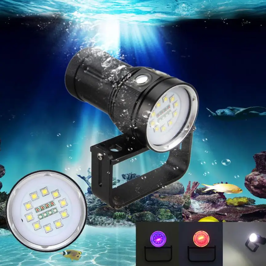 10x XM-L2+4x R+4x B 12000LM LED Photography Scuba Diving Flashlight Torch 100 Meters Underwater Outdoor Cycling Light Lamp P4
10x XM-L2+4x R+4x B 12000LM LED Photography Scuba Diving Flashlight Torch 100 Meters Underwater Outdoor Cycling Light Lamp P4