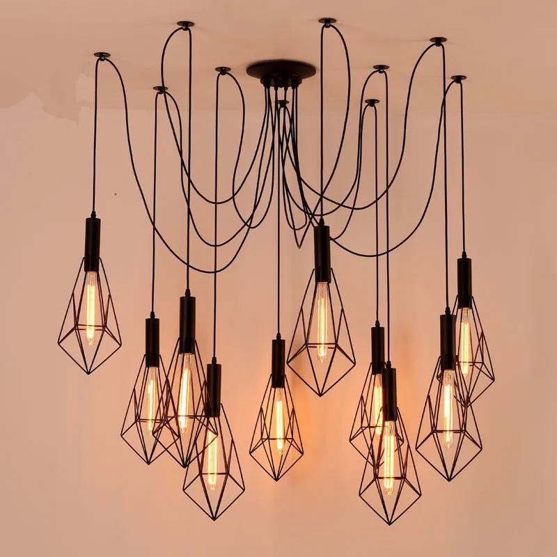 

Mordern Nordic Retro Edison Bulb Light Chandelier Vintage Loft Antique Adjustable DIY E27 Art Spider Ceiling Lamp Fixture Light