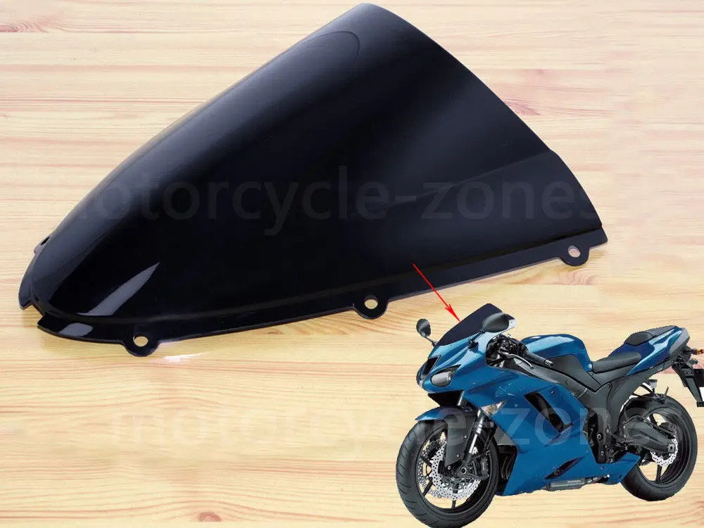 

For Kawasaki Ninja ZX6R ZX-6R 636 2005 2006 2007 2008 ZX10R ZX-10R 2006-2007 Motorcycle Windshield WindScreen Double Bubble