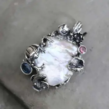 925 Sterling Silver Natural Baroque Freshwater Pearl Pendant Large Vintage Tree Branch Design Elegant Women Fine Jewelry
925 Sterling Silver Natural Baroque Freshwater Pearl Pendant Large Vintage Tree Branch Design Elegant Women Fine Jewelry