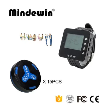 Mindewin Restaurant Customer Service System 15PCS Table Call Button M-K-3 and 1PCS Watch Pagers M-W-1 Wireless Calling System
Mindewin Restaurant Customer Service System 15PCS Table Call Button M-K-3 and 1PCS Watch Pagers M-W-1 Wireless Calling System