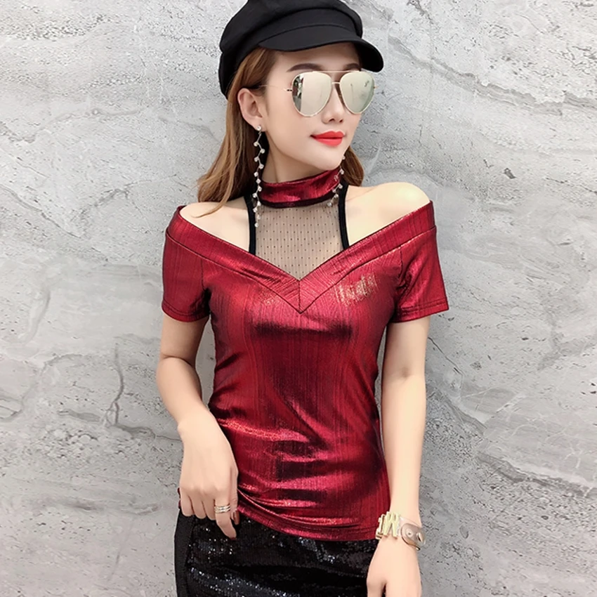 Sexy V-Neck Tshirt Paillette Backless 2019 Summer Women Short Sleeve Mesh Patchwork Top Shirt Camiseta Mujer T Shirts T94129L
Sexy V-Neck Tshirt Paillette Backless 2019 Summer Women Short Sleeve Mesh Patchwork Top Shirt Camiseta Mujer T Shirts T94129L