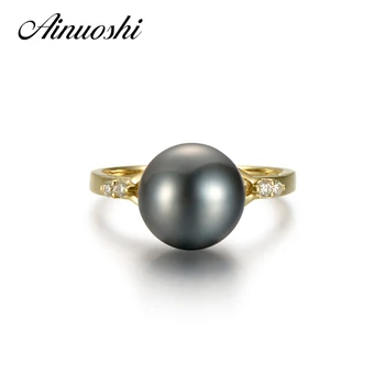 AINUOSHI 10mm Black Tahitian Cultured Pearl Ring 925 Sterling Silver Ring Engagement Yellow Gold Color Round Pearl Jewelry
AINUOSHI 10mm Black Tahitian Cultured Pearl Ring 925 Sterling Silver Ring Engagement Yellow Gold Color Round Pearl Jewelry