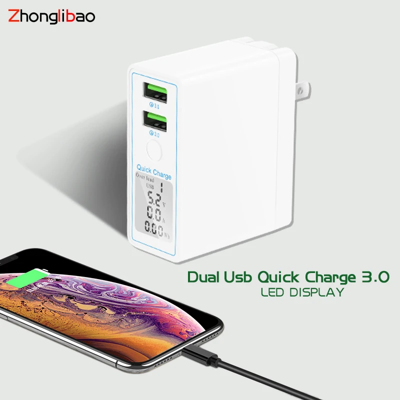 Dual USB Quick Charge 3.0 Charger Adapter Fast QC 3.0 Charger for huawei Mobile led Travel Wall Charger for Samsung phone Cable
Dual USB Quick Charge 3.0 Charger Adapter Fast QC 3.0 Charger for huawei Mobile led Travel Wall Charger for Samsung phone Cable