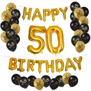 ZLJQ Happy 50th Birthday Balloons Set 33 Pcs Fiftieth Birthday Kit Foil Letters & Latex Balloon Gold & Black Decoration Supplies
ZLJQ Happy 50th Birthday Balloons Set 33 Pcs Fiftieth Birthday Kit Foil Letters & Latex Balloon Gold & Black Decoration Supplies