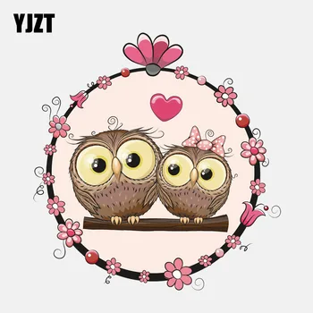 

YJZT 14.8CM*15.4CM Owl Romantic Valentine's Day PVC High Quality Car Sticker 11-01269