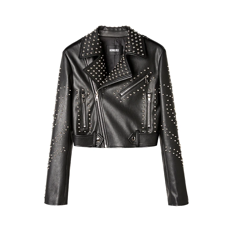 2018 New Arrival Fashional Retro Original Design Rock/Punk Style Woman's Handmade Metal Rivets PU Leather Jacket, A216
2018 New Arrival Fashional Retro Original Design Rock/Punk Style Woman's Handmade Metal Rivets PU Leather Jacket, A216
