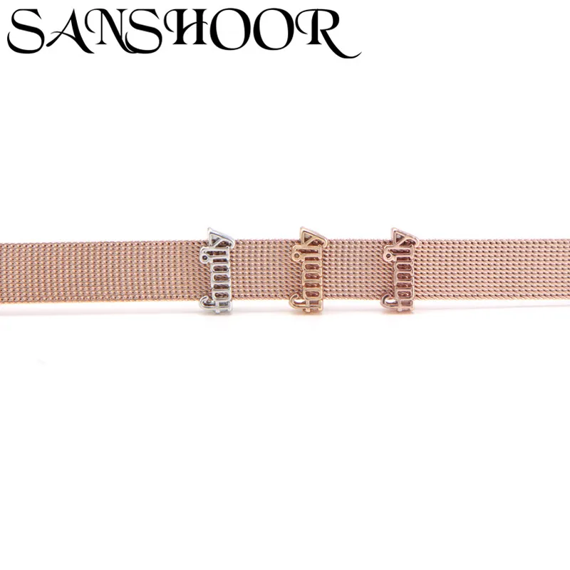 SANSHOOR Jewelry Keys Family Slide Charms Keeper Fit 10mm Adjustable Stainless Steel Mesh Bracelet for DIY Accessories Making
SANSHOOR Jewelry Keys Family Slide Charms Keeper Fit 10mm Adjustable Stainless Steel Mesh Bracelet for DIY Accessories Making
