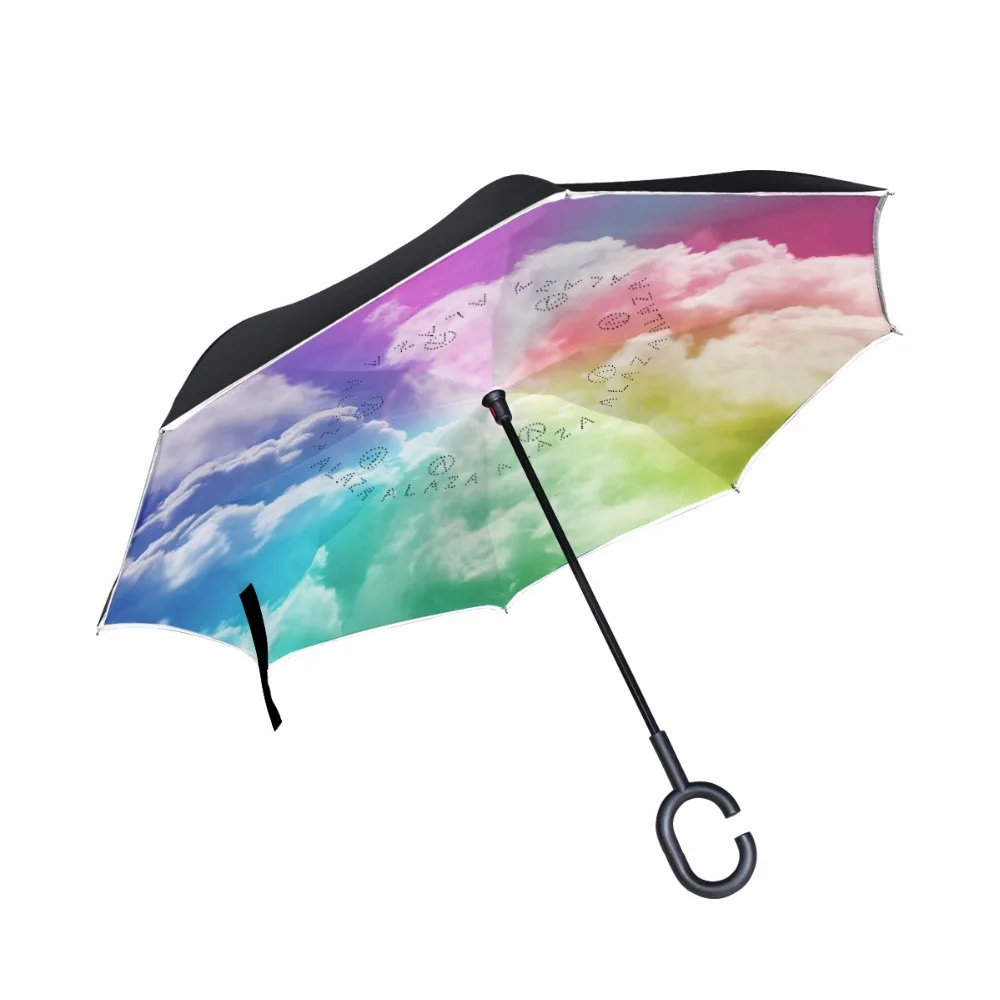 Colorful Sky Windproof Reverse Folding Double Layer Inverted Chuva Umbrella Self Stand Rain Protection C-Hook Hands For Car
Colorful Sky Windproof Reverse Folding Double Layer Inverted Chuva Umbrella Self Stand Rain Protection C-Hook Hands For Car