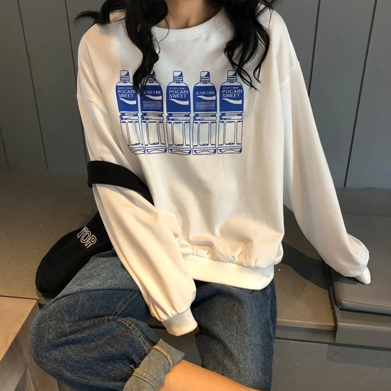 Ulzzang Women's Sweatshirt Harajuku Bottle Printing Long-sleeved Loose Thin Pullovers Graphic Sweatshirt Grunge Streetwear
Ulzzang Women's Sweatshirt Harajuku Bottle Printing Long-sleeved Loose Thin Pullovers Graphic Sweatshirt Grunge Streetwear