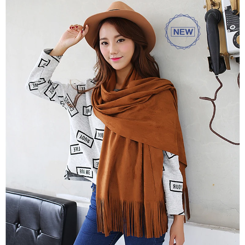 Women solid color Faux sued scarves with tassel lady spring and winter scarf high quality female shawl hot sale hijab scarf
Women solid color Faux sued scarves with tassel lady spring and winter scarf high quality female shawl hot sale hijab scarf