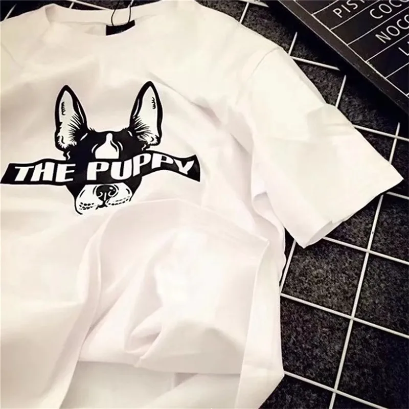 Women-Solid-Color-Cartoon-Puppy-Print-Half-Sleeve-T-Shirt-Summer-Casual-T-shirts-Female-Funny (4)