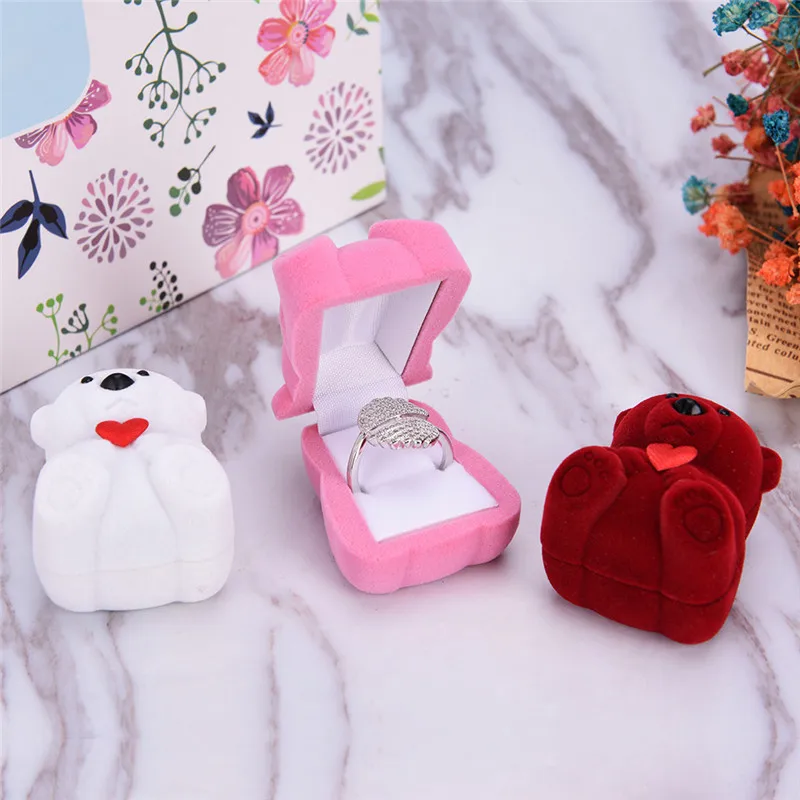 Wedding Ring Valentine's Day Gift Organizer 1Pc Velvet Bowknot Bear Ring Earring Bracelet Jewelry Display Box Case
Wedding Ring Valentine's Day Gift Organizer 1Pc Velvet Bowknot Bear Ring Earring Bracelet Jewelry Display Box Case