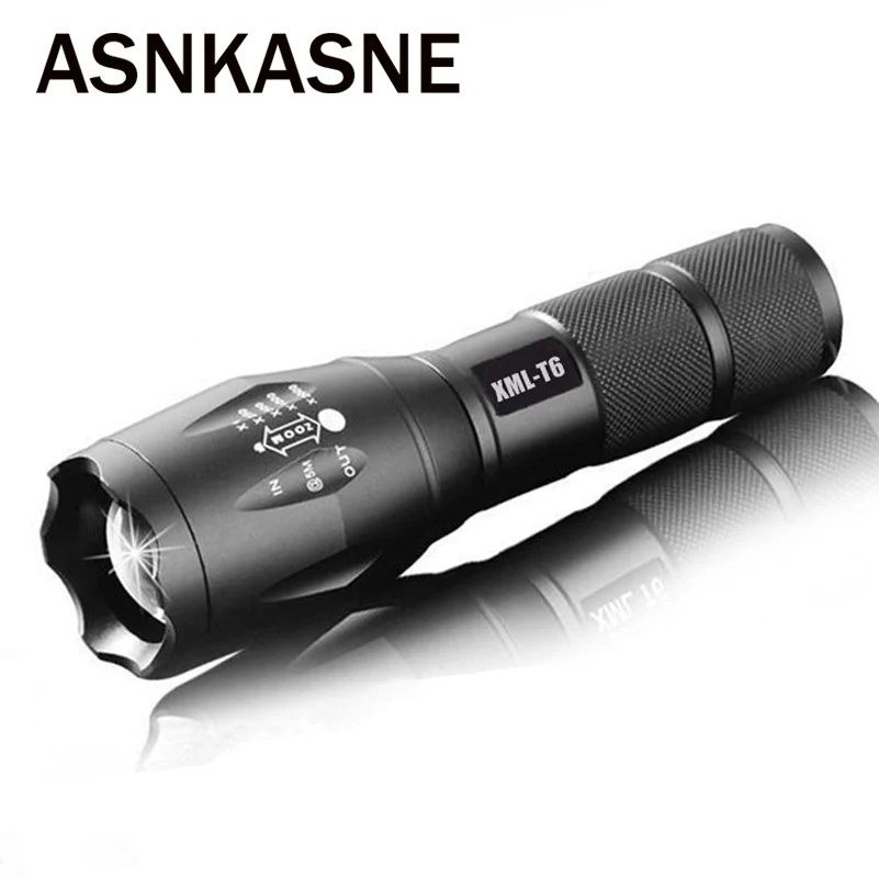 

100% Authentic E17 6000 Lumens 5-Modes Outdoor XM-L T6 LED Flashlight Zoomable Focus Torch by 1*18650 or 3*AAA Free shipping