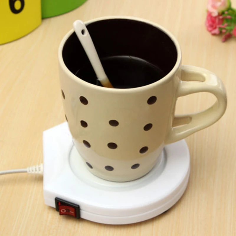 JX-LCLYL 1pc 220V White Electric Coffee Cup Warmer Tea Milk Mug Heater Pad Kitchen Tool keep 50-60 degrees Celsius