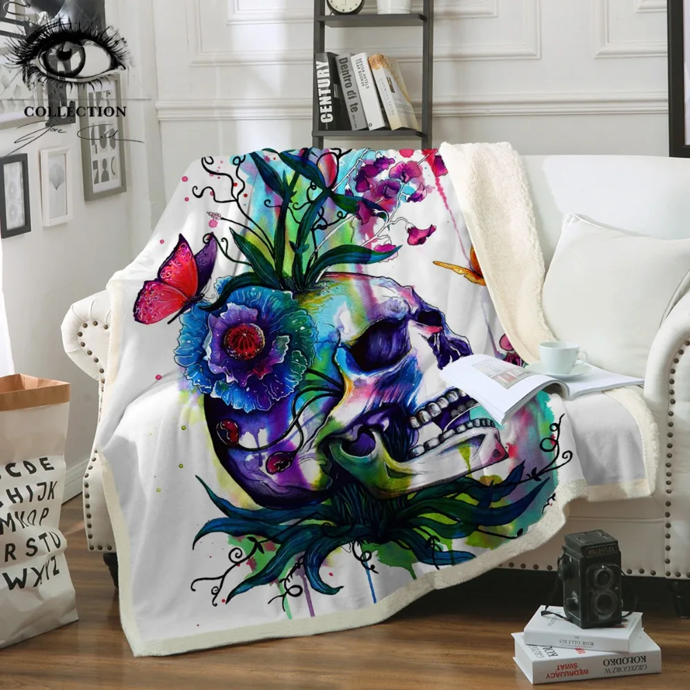 Candid by Pixie Cold Art Collection Skull Gothic Plush Blanket Plant Butterfly Colorful Throw Blanket Watercolor Floral Bedding
Candid by Pixie Cold Art Collection Skull Gothic Plush Blanket Plant Butterfly Colorful Throw Blanket Watercolor Floral Bedding