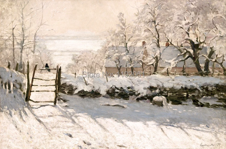 

Monet Water the magpie c.1869 V2 Impression scenery painting Canvas art Wall Decorative Art home decor free shipping