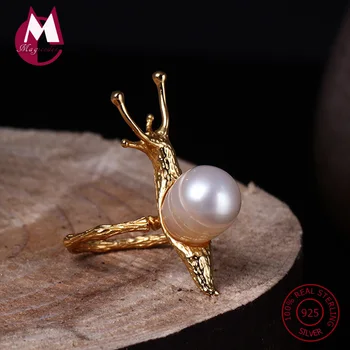 European Style Gold Color Snails Opening 9mm Pearl Ring Fine Animal Jewelry 100% 925 Sterling Silver Rings For Women YR38
European Style Gold Color Snails Opening 9mm Pearl Ring Fine Animal Jewelry 100% 925 Sterling Silver Rings For Women YR38