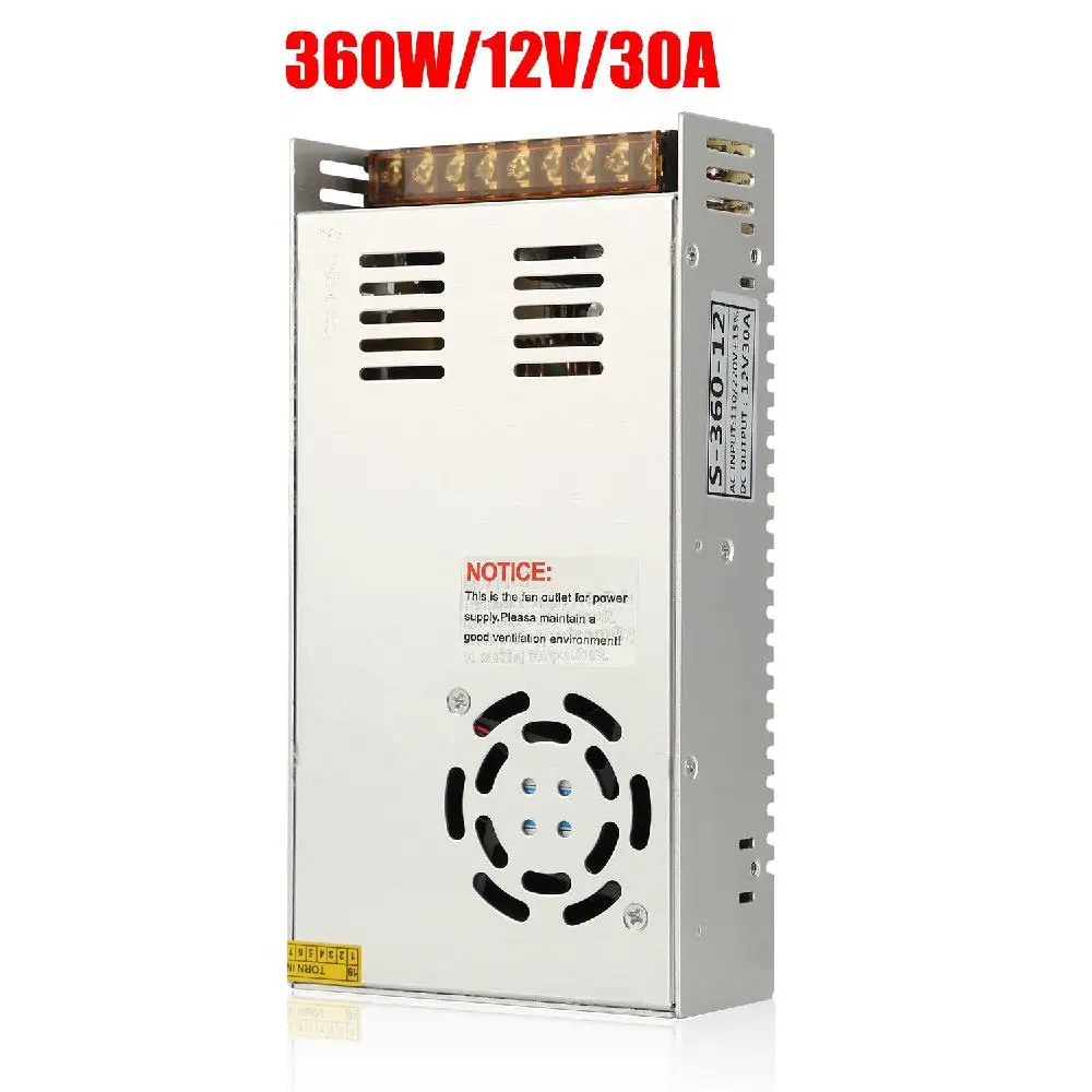 Universal Switching Converter Power Supply Adapter Transformer Switch Power for LED Strip Light 220V to 12V DC 30A 360W
Universal Switching Converter Power Supply Adapter Transformer Switch Power for LED Strip Light 220V to 12V DC 30A 360W