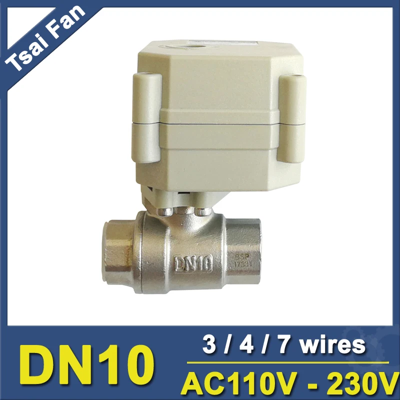 

AC110-230V 3/8" Automated Motorize Valve With Indicator 3/4/7 Wires TF10-S2-C Stainless Steel DN10 Metal Gears CE Certified