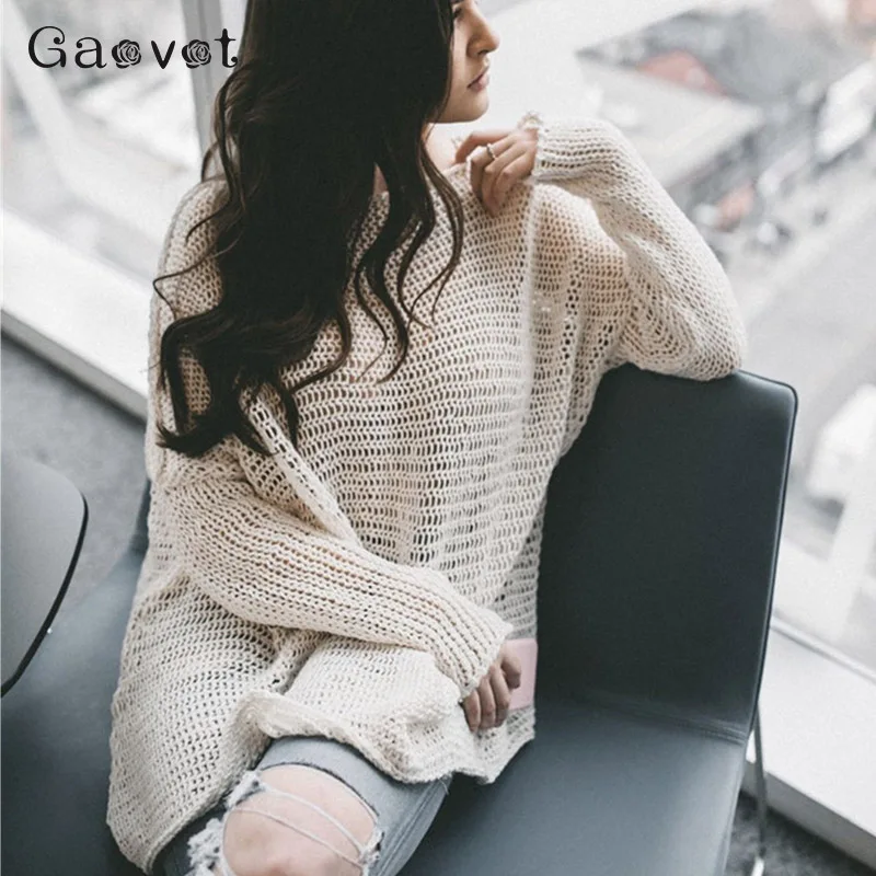 Gaovot 2019 Women Autumn Sweater Thin Hollow Out Loose Oversize Pullovers O Neck Knitted Casual Fashion Elegant Sweater QZ0010
Gaovot 2019 Women Autumn Sweater Thin Hollow Out Loose Oversize Pullovers O Neck Knitted Casual Fashion Elegant Sweater QZ0010