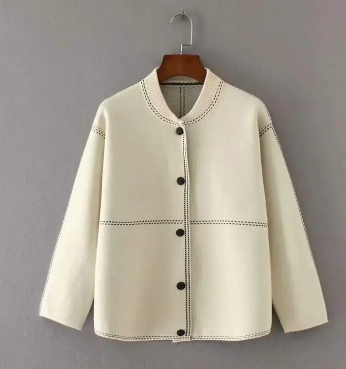 Women's autumn winter yarn knitted cardigans female casual loose plus size contrast color sweater outwear TB803 
Women's autumn winter yarn knitted cardigans female casual loose plus size contrast color sweater outwear TB803